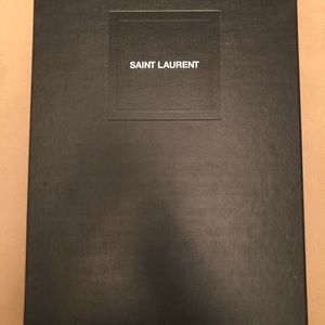 Saint Laurent black feather heels.